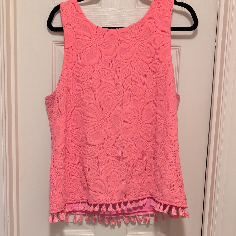 Lilly Pulitzer Pink Floral Lace Tank Top